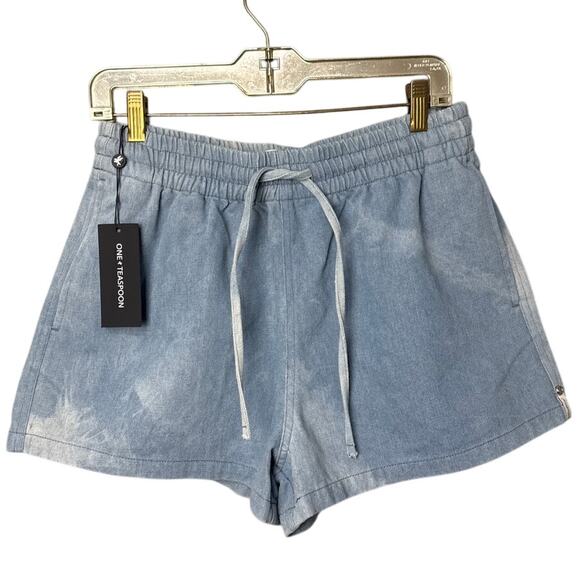One Teaspoon Denim Boxer Shorts Blue Fade Worn In Look Size S NWT Relaxed Style - Picture 1 of 10